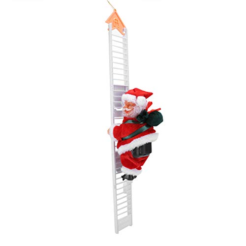 ZJchao Elektrische Weihnachtsmann-Kletterleiter Im Einzigartigen Stil mit Musik, Ungiftiges Weihnachtsbaumschmuck-Spielzeug, für Weihnachtsdekorationen, Kindergeschenke (Elektrische von ZJchao