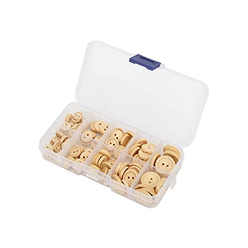 ZJchao Holzknöpfe, Holzknöpfe für Kunsthandwerk 100pcs Einzigartige Design Natürlicher Haltbarer Robuster, Sicherer Runder Holzknopf (Holzfarbe) von ZJchao