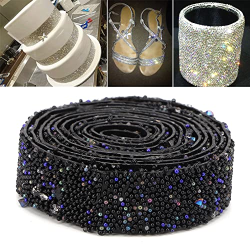 ZJchao Kristall -Strasskettenkette, 1 Yard Delicate Shiny DIY Trimmband Kristall Pequades Perlen Kristallbandverkleidung DIY -Handwerk (BLACK) von ZJchao