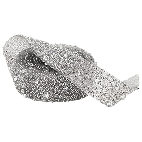 ZJchao Kristall -Strasskettenkette, DIY -Trimmband Pailletten DIY Trimm 1 Yard Delikates Glänzende Kristall Pailletten Perlen Kristallbandverkleidung Handwerk (SILVER) von ZJchao