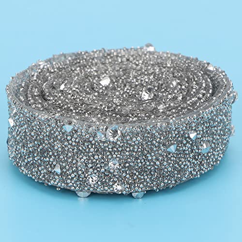 ZJchao Kristall -Strasskettenkette, Pailletten DIY Trimm 1 Yard Delikates Glänzendes Kristall -Paillon Perlen Kristallbandverkleidung DIY Handwerk (SILVER) von ZJchao