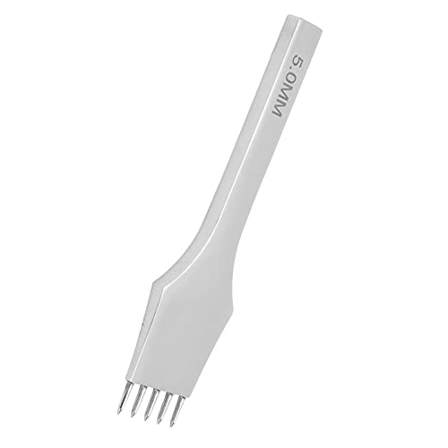 ZJchao Ledernähte Punch, 5mm Lederstecker Meißelreihe Loch Loch Punch Punch Werkzeug Stahlstichschnürung Stochern Lederwerkzeuge für Leder für Lederhandwerk (5 Zähne) von ZJchao