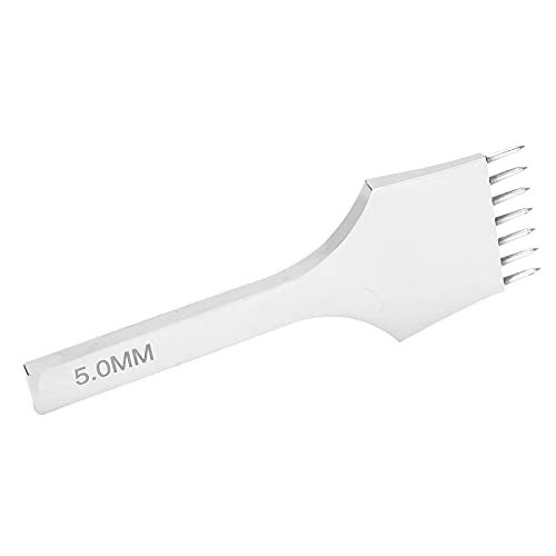 ZJchao Ledernähte Punch, 5mm Lederstecker Meißelreihe Loch Loch Punch Punch Werkzeug Stahlstichschnürung Stochern Lederwerkzeuge für Leder für Lederhandwerk (7 Zähne) von ZJchao