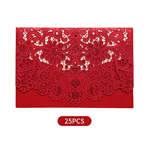 ZJchao Leere Karten, Leere Weiße Karten und Umhüllungen Blankeinladungen mit Umschlägen Hohlaushochzeit Einladungskarten Hochzeit Brautdusche Engagement Grußkarte Jubiläum (25PCS) von ZJchao