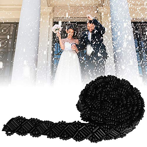 ZJchao Perlenbandband, Nähdekorationszubehör 1 -Yard -Perlenbandklebeband DIY Handgefertigte Kleidung Bestickte Nähdekoration Accessoires (1,5 cm große schwarze Vierkantrohrperlen) von ZJchao