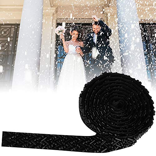 ZJchao Perlenbandband, Nähdekorationszubehör 1 -Yard -Perlenbandklebeband DIY Handgefertigte Kleidung Bestickte Nähdekoration Accessoires (1,5 cm schwarze doppelte Acht-Tube-Perlen) von ZJchao