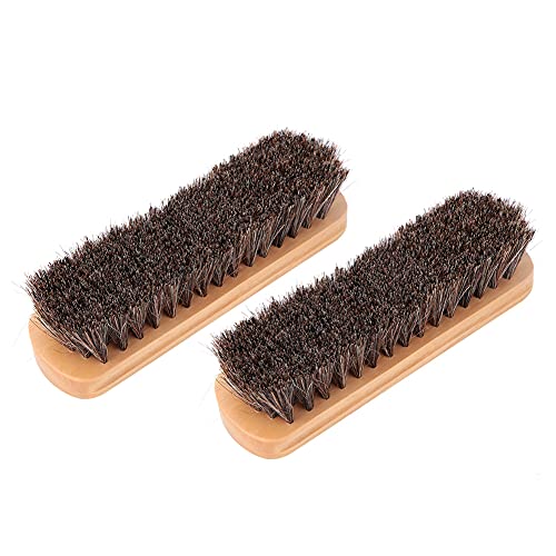 ZJchao Schuhpinsel, Kofferraum Pinsel Haarbürste 2pcs Holz Rosshaar Schuhbürsten Reinigung Pinsel Lederpflege Schutz des Ölenpolierwerkzeugs (Große Holzfarbe) von ZJchao