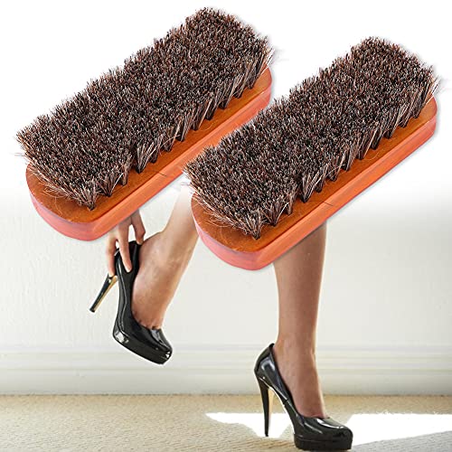 ZJchao Schuhpinsel, Kofferraum Pinsel Haarbürste 2pcs Holz Rosshaar Schuhbürsten Reinigung Pinsel Lederpflege Schutz des Ölenpolierwerkzeugs (Mahagoni Medium) von ZJchao