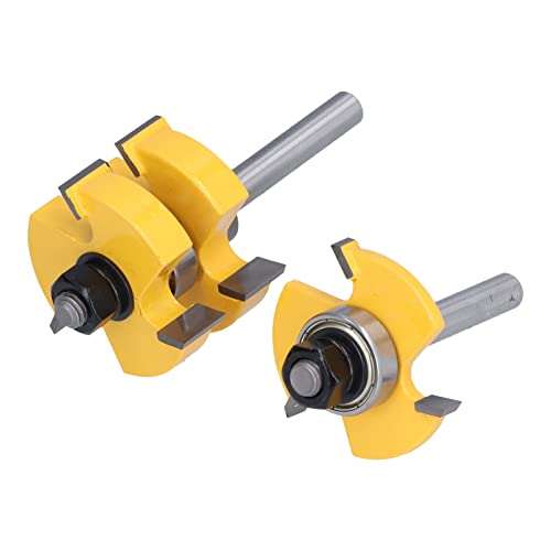 ZJchao T Router Bit, 2pcs Router Bit Set T Slot 1/4in Shank Silber Gelbe Perlengelenk für Holzbearbeitung von ZJchao