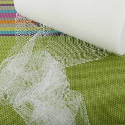 ZJchao Tulle Stoff, Tulle Ribbon Spool Bekleidung Strickstoff 100yards 15 Cm DIY Hochzeitsdekoration Roll Mesh Stoff für DIY Tutu Rock Geschenkverpackung Hochzeit (C02 m weiß) von ZJchao