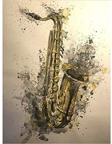 ZKAIAR Farbe gezeichnet von ZahlenMusik Saxophon Erwachsene vorgedruckte Kinder DIY Leinwand für Erwachsene gezeichnet von Zahlen-16x20 Zoll ohne Rahmen von ZKAIAR