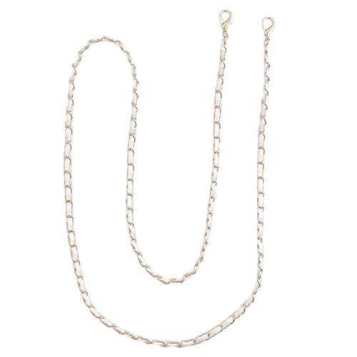 ZKALQECNF Taschengurt 120 cm PU Leder Metall Kette Umhängetasche Gurt for Frauen Mode Tasche Umhängetasche Frau Schwarz Weiß Lederband for Handtasche Schultergurt für Taschen(Whiet) von ZKALQECNF