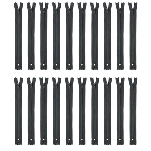 ZKGYUS 20 Stück Reißverschluss 20 cm für Jacken Kunststoff Plastik Zipper Teilbarer Reißverschluss (Schwarz) von ZKGYUS