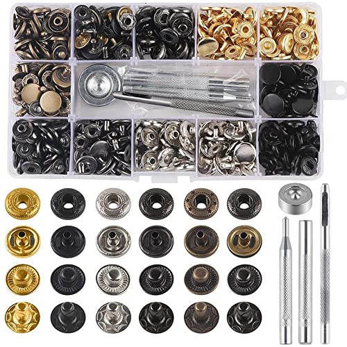 ZKSMNB Druckknöpfe, Metall, Kupfer, 12mm, 120 Sätze, 6 Farben, Set mit Werkzeugkasten, für Bekleidung und Lederarbeiten von ZKSMNB