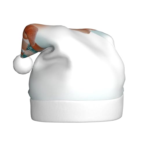 ZKZBDPLK Weihnachtsmütze mit Weihnachtsmann-Motiv, Blaugrün und Orange, Blumendruck, Unisex, für Erwachsene ZKZBDPLK Weihnachtsmütze mit Weihnachtsmann-Motiv, Blaugrün und Orange, Blumendruck, Unisex, für Erwachsene von ZKZBDPLK