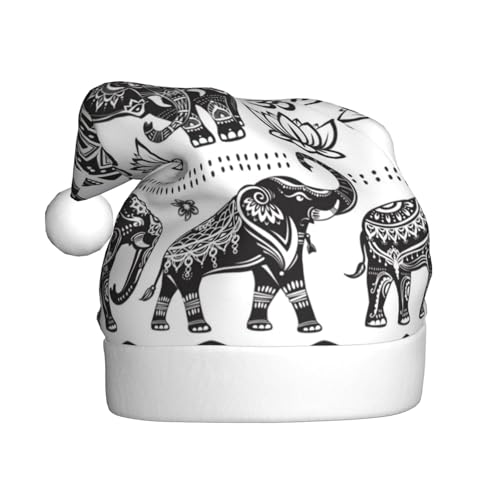 ZKZBDPLK Weihnachtsmütze mit Weihnachtsmann-Motiv, Bohemian-Elefanten-Muster, Unisex, für Erwachsene ZKZBDPLK Weihnachtsmütze mit Weihnachtsmann-Motiv, Bohemian-Elefanten-Muster, Unisex, für Erwachsene von ZKZBDPLK