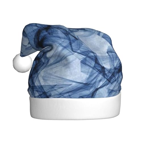 ZKZBDPLK Weihnachtsmütze mit Weihnachtsmann-Motiv, Dunkelblau, Marmor-Druck, Unisex, Erwachsene von ZKZBDPLK