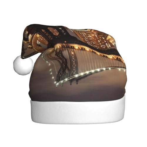 ZKZBDPLK Weihnachtsmütze mit Weihnachtsmann-Motiv, Motiv: New York, Manhattan-Brücke, Nacht, Unisex, Erwachsene von ZKZBDPLK
