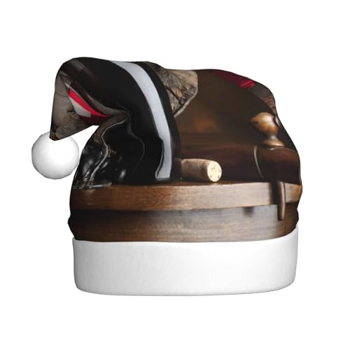 ZKZBDPLK Weihnachtsmütze mit Weihnachtsmann-Motiv, Rotweinflasche, Glasdruck, Unisex, für Erwachsene ZKZBDPLK Weihnachtsmütze mit Weihnachtsmann-Motiv, Rotweinflasche, Glasdruck, Unisex, für Erwachsene von ZKZBDPLK
