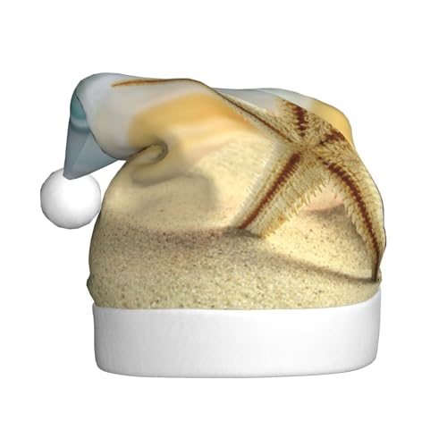 ZKZBDPLK Weihnachtsmütze mit Weihnachtsmann-Motiv, Seestern und Koralle am Strand, Unisex, für Erwachsene ZKZBDPLK Weihnachtsmütze mit Weihnachtsmann-Motiv, Seestern und Koralle am Strand, Unisex, für Erwachsene von ZKZBDPLK