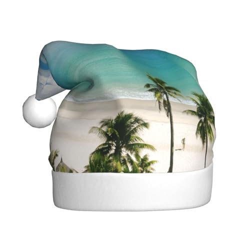ZKZBDPLK Weihnachtsmütze mit Weihnachtsmann-Motiv, Strand- und Palmen-Druck, Unisex, Erwachsene ZKZBDPLK Weihnachtsmütze mit Weihnachtsmann-Motiv, Strand- und Palmen-Druck, Unisex, Erwachsene von ZKZBDPLK