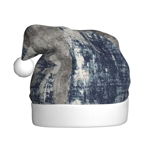 ZKZBDPLK Weihnachtsmütze mit Weihnachtsmann-Motiv, abstrakter blauer Druck, Unisex, für Erwachsene von ZKZBDPLK