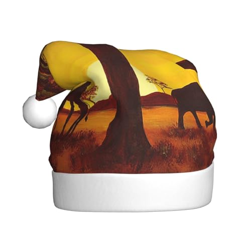 ZKZBDPLK Weihnachtsmütze mit Weihnachtsmann-Motiv, afrikanisches Tier, Sonnenuntergang, Unisex, Erwachsene ZKZBDPLK Weihnachtsmütze mit Weihnachtsmann-Motiv, afrikanisches Tier, Sonnenuntergang, Unisex, Erwachsene von ZKZBDPLK