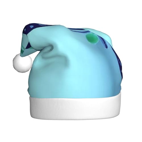 ZKZBDPLK Weihnachtsmütze mit Weihnachtsmann-Motiv, blauer Schmetterlings-Druck, Unisex, für Erwachsene von ZKZBDPLK