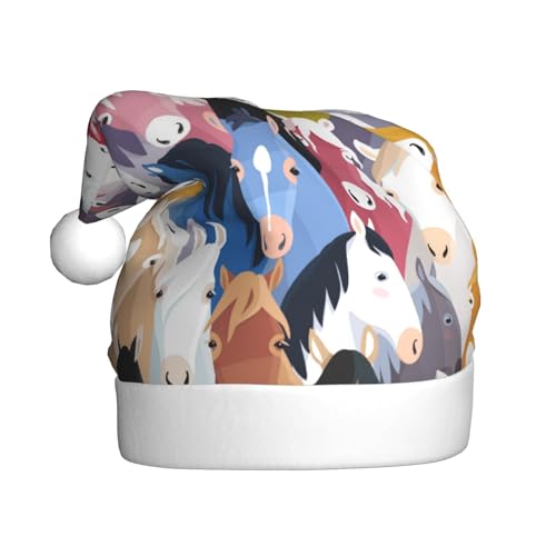 ZKZBDPLK Weihnachtsmütze mit Weihnachtsmann-Motiv, bunt, Cartoon-Pferde, Unisex, für Erwachsene ZKZBDPLK Weihnachtsmütze mit Weihnachtsmann-Motiv, bunt, Cartoon-Pferde, Unisex, für Erwachsene von ZKZBDPLK