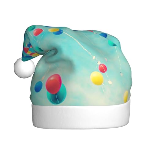ZKZBDPLK Weihnachtsmütze mit Weihnachtsmann-Motiv, bunte Luftballons, blauer Himmel, Unisex, für Erwachsene ZKZBDPLK Weihnachtsmütze mit Weihnachtsmann-Motiv, bunte Luftballons, blauer Himmel, Unisex, für Erwachsene von ZKZBDPLK