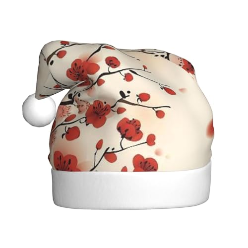 ZKZBDPLK Weihnachtsmütze mit Weihnachtsmann-Motiv, japanischer Frühling, Pflaume, Blumendruck, Unisex, für Erwachsene ZKZBDPLK Weihnachtsmütze mit Weihnachtsmann-Motiv, japanischer Frühling, Pflaume, Blumendruck, Unisex, für Erwachsene von ZKZBDPLK