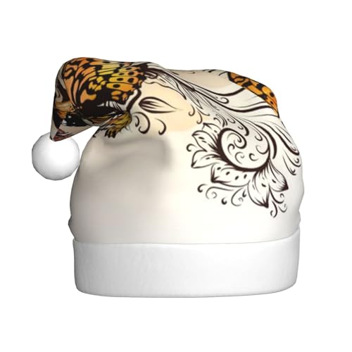 ZKZBDPLK Weihnachtsmütze mit Weihnachtsmann-Motiv, mit Schmetterlingen, Unisex, für Erwachsene von ZKZBDPLK