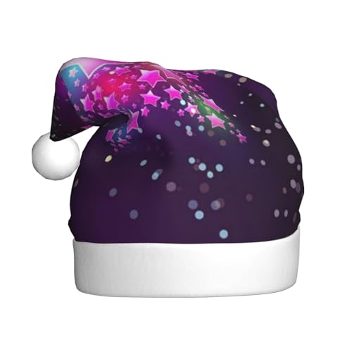 ZKZBDPLK Weihnachtsmütze mit Weihnachtsmann-Motiv, mit farbigen Sternen, Unisex, für Erwachsene von ZKZBDPLK