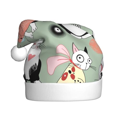ZKZBDPLK Weihnachtsmütze mit Weihnachtsmann-Motiv, niedlicher Cartoon-Katzen-Druck, Unisex, für Erwachsene ZKZBDPLK Weihnachtsmütze mit Weihnachtsmann-Motiv, niedlicher Cartoon-Katzen-Druck, Unisex, für Erwachsene von ZKZBDPLK
