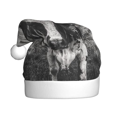 ZKZBDPLK Weihnachtsmütze mit Weihnachtsmann-Motiv, schwarz-weiß, Kuh-Druck, Unisex, für Erwachsene ZKZBDPLK Weihnachtsmütze mit Weihnachtsmann-Motiv, schwarz-weiß, Kuh-Druck, Unisex, für Erwachsene von ZKZBDPLK