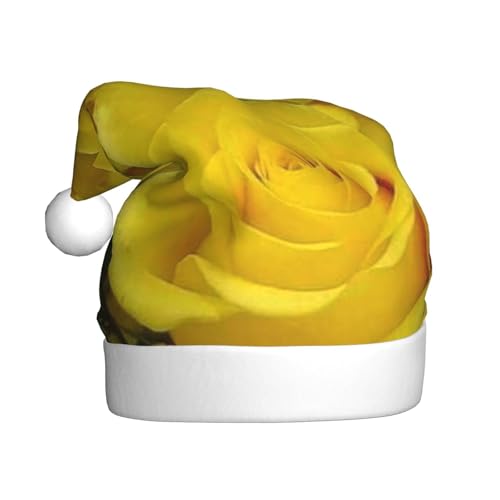 ZKZBDPLK Weihnachtsmütze mit gelben Rosen, Unisex, für Erwachsene von ZKZBDPLK