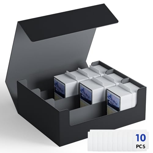 ZLCA Trading karten aufbewahrungsbox für TCG Karten, Triple MTG Card Deck Box hält 1800+ Karten, PU Leder Magnetverschluss Card Deckbox für Magic Commander Yugioh Sports Cards (Black) von ZLCA