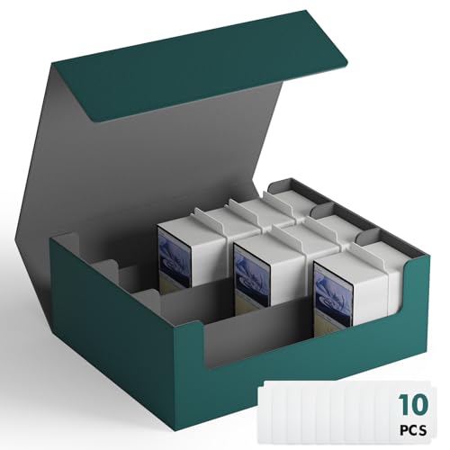 ZLCA Trading karten aufbewahrungsbox für TCG Karten, Triple MTG Card Deck Box hält 1800+ Karten, PU Leder Magnetverschluss Card Deckbox für Magic Commander Yugioh Sports Cards(Green) von ZLCA