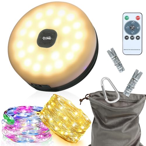 LED Camping Lichterkette [10m] Wasserdicht (IPX5) Aufrollbar, Lichterkette Wohnwagen, USB-C mit Fernbedienung, 14 BeleuchtungsmodiTragbare Lichterkette, Campingzubehör für Zelt, Garten, Outdoor von ZLCBBD