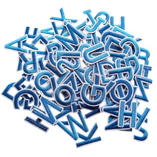 Zlettery 104 Stück Aufbügler Buchstaben Patches 3,8 cm, 4 Sets von 26 bestickten Alphabet A-Z Patches für Kleidung, Jacken, Hüte, Rucksäcke, Jeans, Blau von ZLETTERY