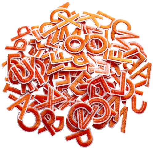 Zlettery 104 Stück Aufbügler Buchstaben Patches 3,8 cm, 4 Sets von 26 bestickten Alphabet A-Z Patches für Kleidung, Jacken, Hüte, Rucksäcke, Jeans, Orange von ZLETTERY