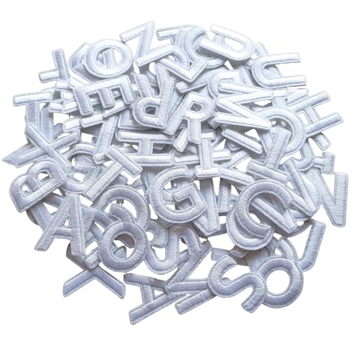 Zlettery 104 Stück Aufbügler Buchstaben Patches 3,8 cm, 4 Sets von 26 bestickten Alphabet A-Z Patches für Kleidung, Jacken, Hüte, Rucksäcke, Jeans, Weiß von ZLETTERY
