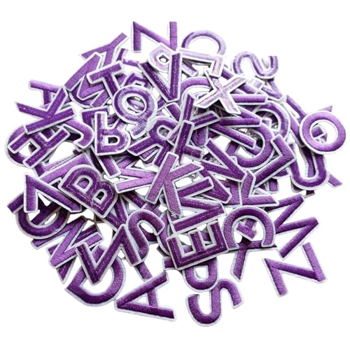 Zlettery 104 Stück Aufnäher zum Aufbügeln, 3,8 cm, 4 Sets mit 26 bestickten Alphabet-Aufnähern für Kleidung, Jacken, Hüte, Rucksäcke, Jeans, Violett Zlettery 104 Stück Aufnäher zum Aufbügeln, 3,8 cm, 4 Sets mit 26 bestickten Alphabet-Aufnähern für Kleidung, Jacken, Hüte, Rucksäcke, Jeans, Violett von ZLETTERY