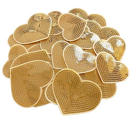 Zlettery 28 Stück Pailletten-Herz-Aufnäher zum Aufbügeln, 2 Größen, Stickerei, Herz-Aufnäher für Kleidung, Taschen, Jacken, Jeans, Hüte, Zubehör, Basteln, Weihnachtsdekoration, Gold Zlettery 28 Stück Pailletten-Herz-Aufnäher zum Aufbügeln, 2 Größen, Stickerei, Herz-Aufnäher für Kleidung, Taschen, Jacken, Jeans, Hüte, Zubehör, Basteln, Weihnachtsdekoration, Gold von ZLETTERY
