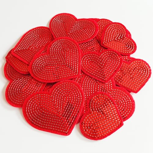 Zlettery 28 Stück Pailletten-Herz-Aufnäher zum Aufbügeln, 2 Größen, Stickerei, Herz-Aufnäher für Kleidung, Taschen, Jacken, Jeans, Hüte, Zubehör, Basteln, Weihnachtsdekoration, Rot Zlettery 28 Stück Pailletten-Herz-Aufnäher zum Aufbügeln, 2 Größen, Stickerei, Herz-Aufnäher für Kleidung, Taschen, Jacken, Jeans, Hüte, Zubehör, Basteln, Weihnachtsdekoration, Rot von ZLETTERY