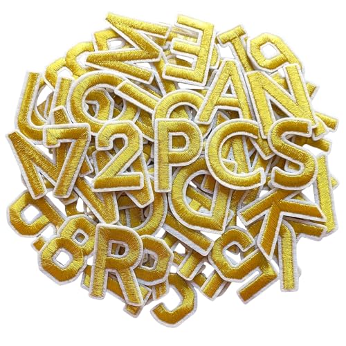 Zlettery 3,8 cm 72 Stück Buchstaben und Zahlen Aufnäher, Alphabet bestickter Aufnäher A-Z, Zahlen 0-9 Applikation für Kleidung, Jacken, Hüte, Rucksäcke, Jeans, Gold Zlettery 3,8 cm 72 Stück Buchstaben und Zahlen Aufnäher, Alphabet bestickter Aufnäher A-Z, Zahlen 0-9 Applikation für Kleidung, Jacken, Hüte, Rucksäcke, Jeans, Gold von ZLETTERY