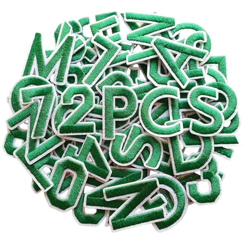 Zlettery 3,8 cm 72 Stück Buchstaben und Zahlen Aufnäher, Alphabet bestickter Aufnäher A-Z, Zahlen 0-9 Applikation für Kleidung, Jacken, Hüte, Rucksäcke, Jeans, Grün Zlettery 3,8 cm 72 Stück Buchstaben und Zahlen Aufnäher, Alphabet bestickter Aufnäher A-Z, Zahlen 0-9 Applikation für Kleidung, Jacken, Hüte, Rucksäcke, Jeans, Grün von ZLETTERY