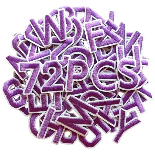 Zlettery 3,8 cm 72 Stück Buchstaben und Zahlen Aufnäher, Alphabet bestickter Aufnäher A-Z, Zahlen 0-9 Applikation für Kleidung, Jacken, Hüte, Rucksäcke, Jeans, Lila Zlettery 3,8 cm 72 Stück Buchstaben und Zahlen Aufnäher, Alphabet bestickter Aufnäher A-Z, Zahlen 0-9 Applikation für Kleidung, Jacken, Hüte, Rucksäcke, Jeans, Lila von ZLETTERY
