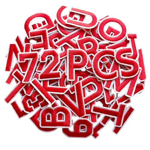 Zlettery 3,8 cm 72 Stück Buchstaben und Zahlen Aufnäher, Alphabet bestickter Aufnäher A-Z, Zahlen 0-9 Applikation für Kleidung, Jacken, Hüte, Rucksäcke, Jeans, Rot Zlettery 3,8 cm 72 Stück Buchstaben und Zahlen Aufnäher, Alphabet bestickter Aufnäher A-Z, Zahlen 0-9 Applikation für Kleidung, Jacken, Hüte, Rucksäcke, Jeans, Rot von ZLETTERY