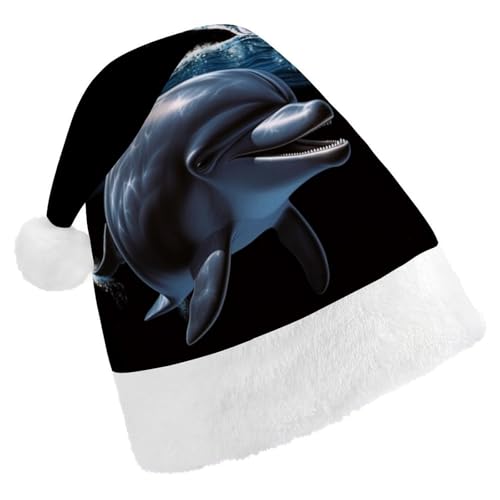 ZLFDSKGY Weihnachtsmütze, Delfin, schwarz, bedruckt, Weihnachtsmannmütze, Erwachsene, Weihnachtsmütze, Neujahrsparty, festliches Zubehör für Uni-Geschenk ZLFDSKGY Weihnachtsmütze, Delfin, schwarz, bedruckt, Weihnachtsmannmütze, Erwachsene, Weihnachtsmütze, Neujahrsparty, festliches Zubehör für Uni-Geschenk von ZLFDSKGY
